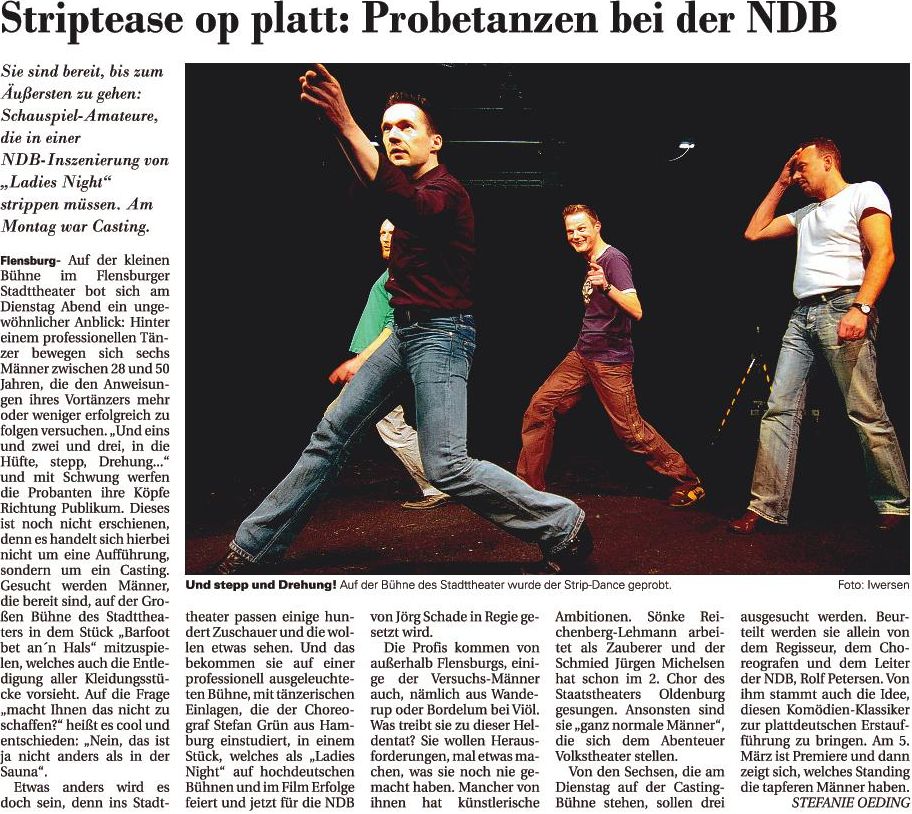Casting am 08.November 2005, bentigt 3 Darsteller, anwesend 9 Bewerber